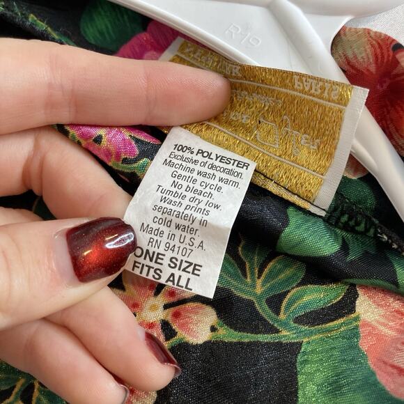 Vintage Kristine Tyler Intimates Women's Black Floral Robe One Size Luxury Asian - Picture 7 of 12